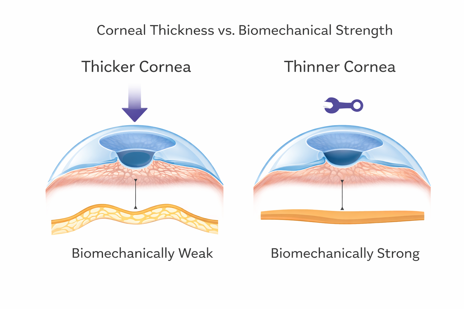 corneal thickness vs biomechanical strength diagram