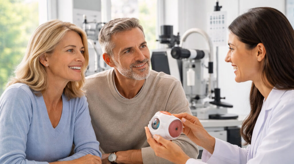 couple talking about astigmatism-getting-worse-with-age