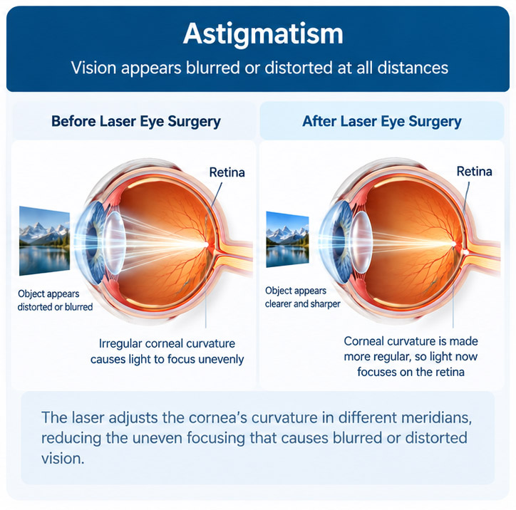 Astigmatism before and after laser eye surgery