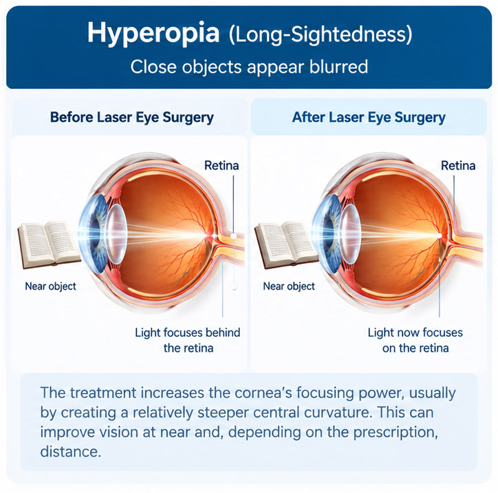 Hyperopia before and after laser eye surgery